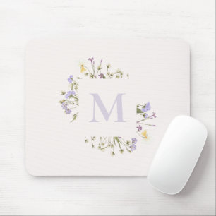 Watercolor floral monogram  mouse pad