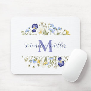 Watercolor floral monogram  mouse pad