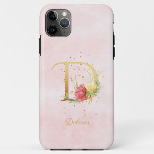 Watercolor Floral Monogram Name Initial D Letter Case-Mate iPhone Case