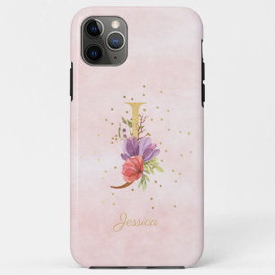 Watercolor Floral Monogram Name Initial J Letter Case-Mate iPhone Case