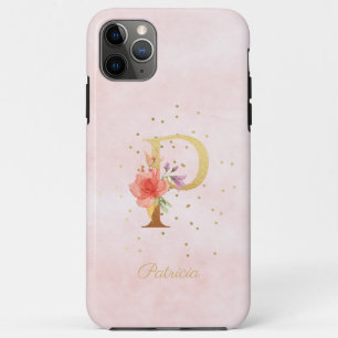 Watercolor Floral Monogram Name Initial P Letter Case-Mate iPhone Case