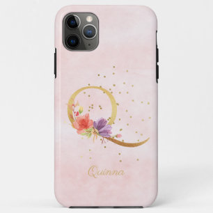 Watercolor Floral Monogram Name Initial Q Letter Case-Mate iPhone Case