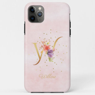Watercolor Floral Monogram Name Initial W Letter Case-Mate iPhone Case