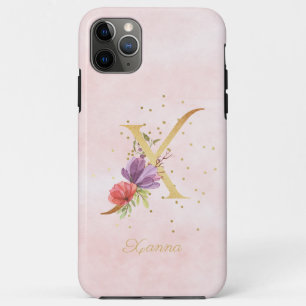 Watercolor Floral Monogram Name Initial X Letter Case-Mate iPhone Case