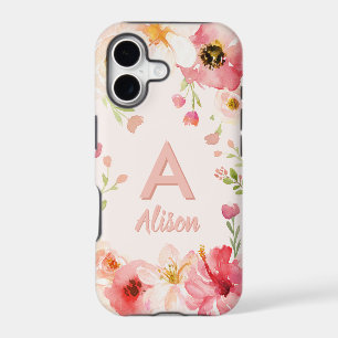 Watercolor floral monogram + name personalise