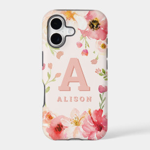 Watercolor floral monogram + name personalise