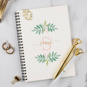 Watercolor Floral Monogram Notebook