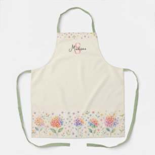 Watercolor Floral Monogram — Pastel Blossoms Apron