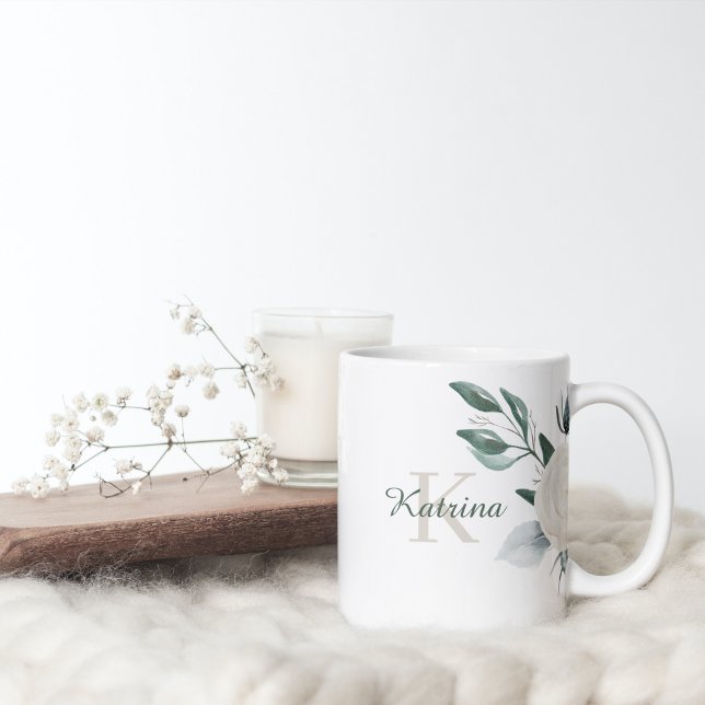 Watercolor Floral Monogrammed Mug (Creator Uploaded)