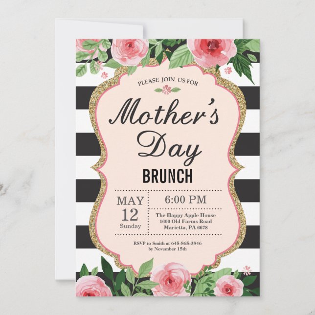 Watercolor Floral Mothers Day Brunch Invitation (Front)