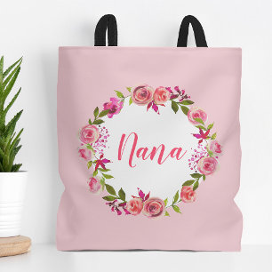 Watercolor Floral Mother's Day Photo Gift for Nana Tote Bag