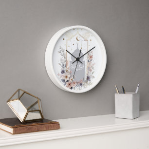 Watercolor Floral Motivational Islamic Quran Quote Clock
