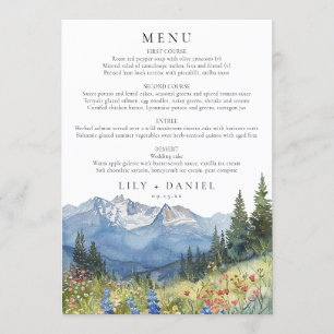 Watercolor Floral Mountain Wildflower Wedding Menu