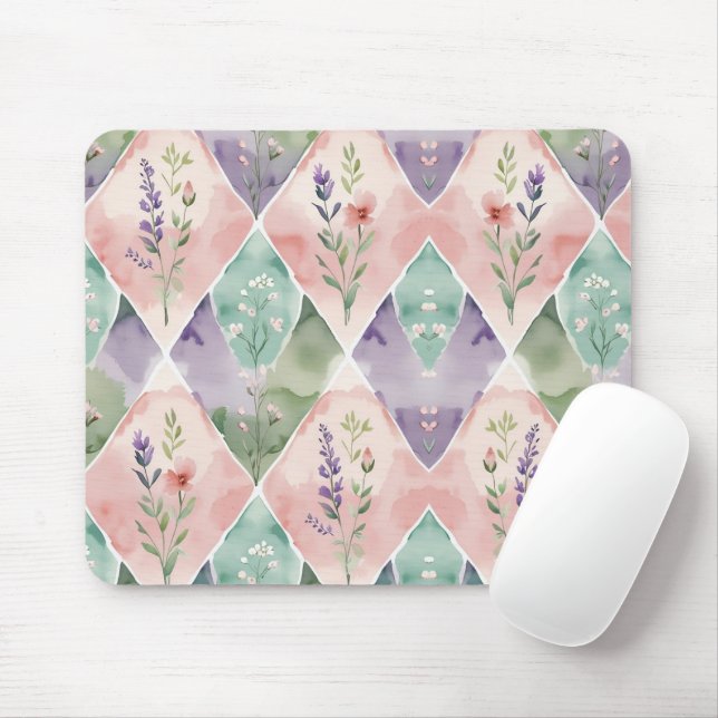 Watercolor Floral Mouse Pad (With Mouse)