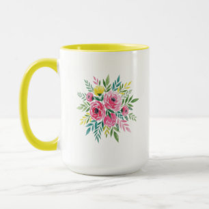 Watercolor Floral Mug – Vibrant Loose Style Flower