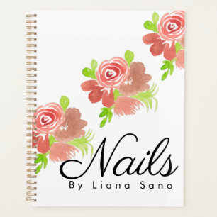 Watercolor Floral Nail Pink Artist Appointment Planner