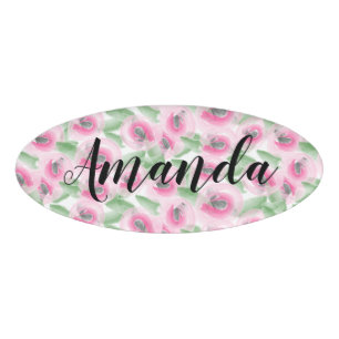 Watercolor Floral Name Tag