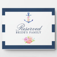Watercolor Floral Nautical Wedding Reserved Sign