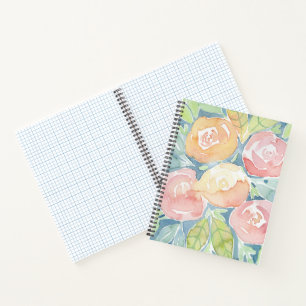 Watercolor Floral Notebook with Hand-Painted Roses