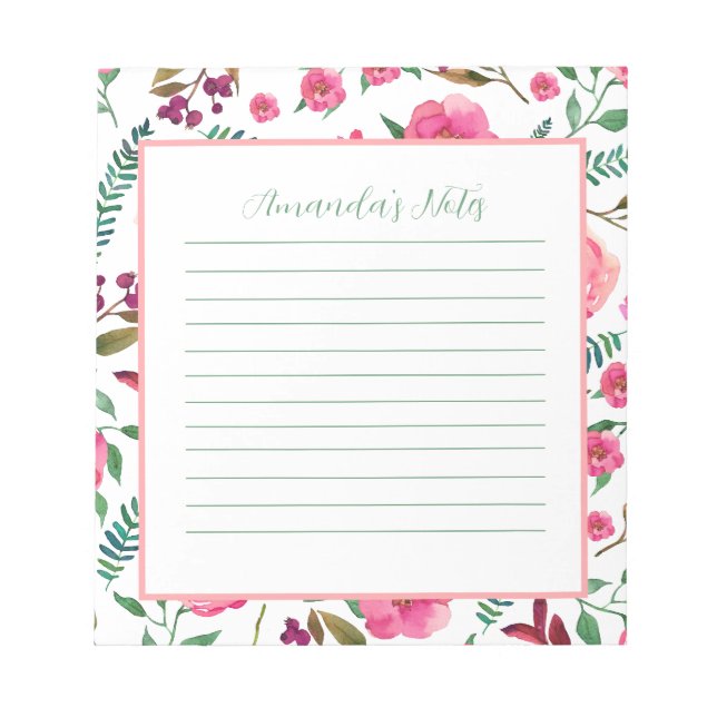 Watercolor Floral  Notepad (Front)