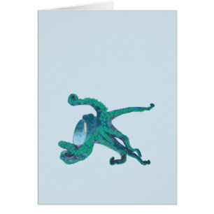 Watercolor Floral Octopus Card For Any Occasion