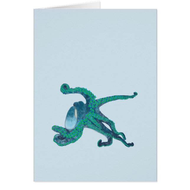 Watercolor Floral Octopus Card For Any Occasion (Front)
