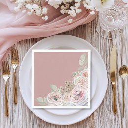 Watercolor Floral  Pale Pink Birthday Napkin