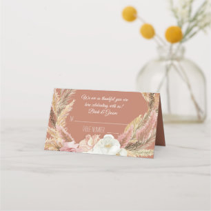 Watercolor Floral Pampas Grass Tent Place Cards