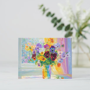 Watercolor Floral Pansies Postcard