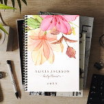 Watercolor floral pastel feminine elegant business planner<br><div class="desc">Pink, yellow, dusty orange and green beautiful hand painted flowers bouquet on a light blush washed watercolor background making a modern sophisticated feminine planner with minimal style typography script. Easy to personalise with your details! Ideal for landscape designers, florists, makeup artists, cosmetologists, personal stylists, hairstylists, beauty specialists, nail technicians, interior...</div>