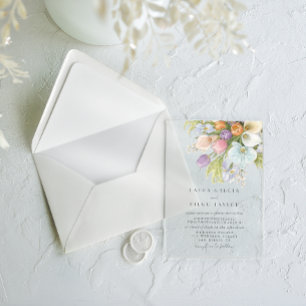 Watercolor Floral Pastel Wedding Acrylic Invitations