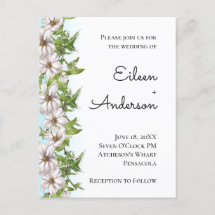 Watercolor Floral Pastel Wedding Postcard 