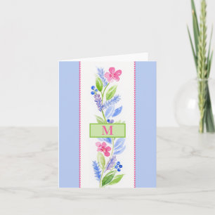 Watercolor Floral Pastels NAME INITIAL Card