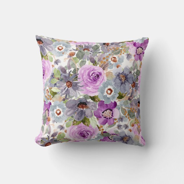 Watercolor Floral Pattern Cushion (Front)