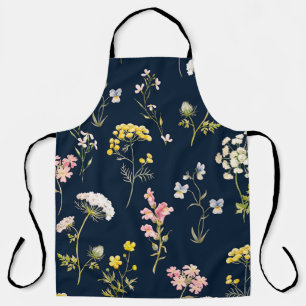 Watercolor floral pattern, delicate flower hand dr apron
