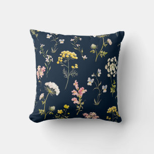 Watercolor floral pattern, delicate flower hand dr cushion