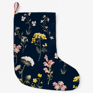 Watercolor floral pattern, delicate flower hand dr small christmas stocking