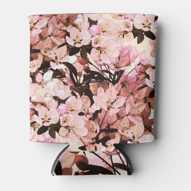 Watercolor Floral Pattern Design Can Cooler (Front)