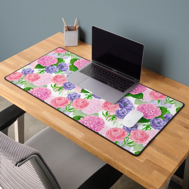 Watercolor floral pattern desk mat (Office 2)