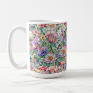 Watercolor Floral Pattern, Floral Background  Coffee Mug