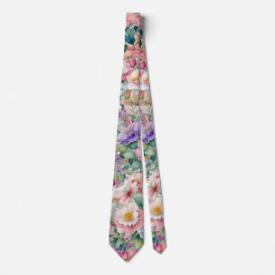 Watercolor Floral Pattern, Floral Background Tie
