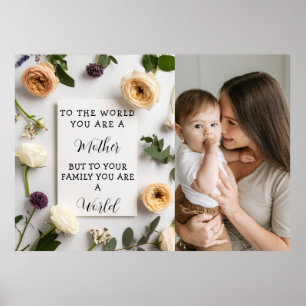 Watercolor Floral Pattern Happy Mother's Day Photo Poster