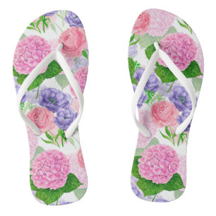 Watercolor floral pattern jandals