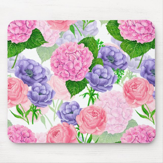 Watercolor floral pattern mouse pad (Front)