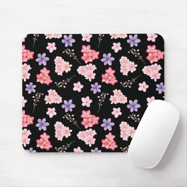 Watercolor Floral Pattern  Mouse Pad (With Mouse)