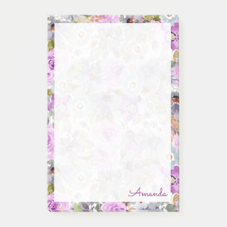 Watercolor Floral Pattern Notes