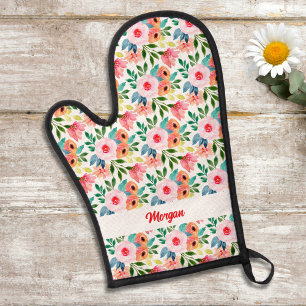 Watercolor Floral Pattern,  Oven Mitt