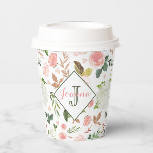 Watercolor Floral Pattern Paper Cups