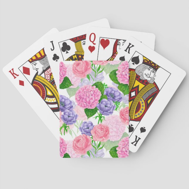 Watercolor floral pattern playing cards (Back)
