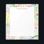 Watercolor Floral Pattern Pretty Personalised Notepad<br><div class="desc">A beautiful notepad with a colourful,  hand drawn pattern of watercolor blooming flowers.</div>